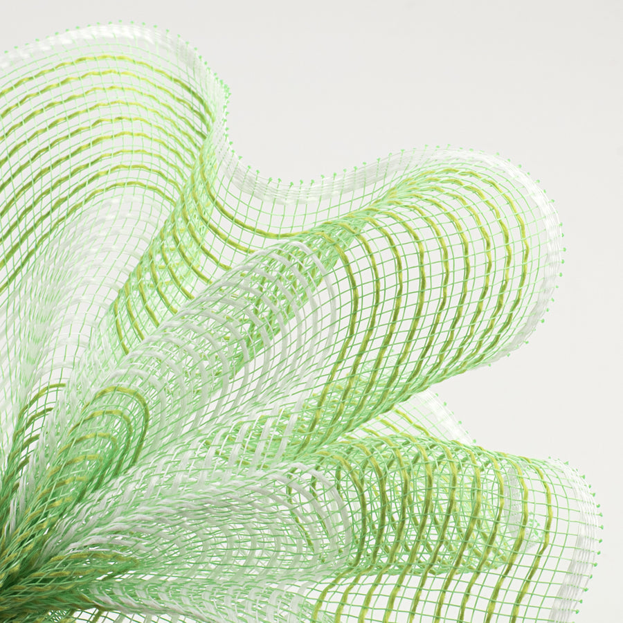 10" Wide Stripe Fabric Mesh: Fresh Green & White