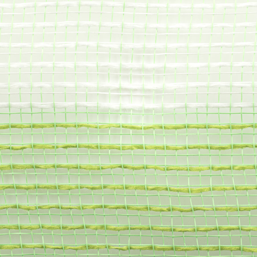 10" Wide Stripe Fabric Mesh: Fresh Green & White