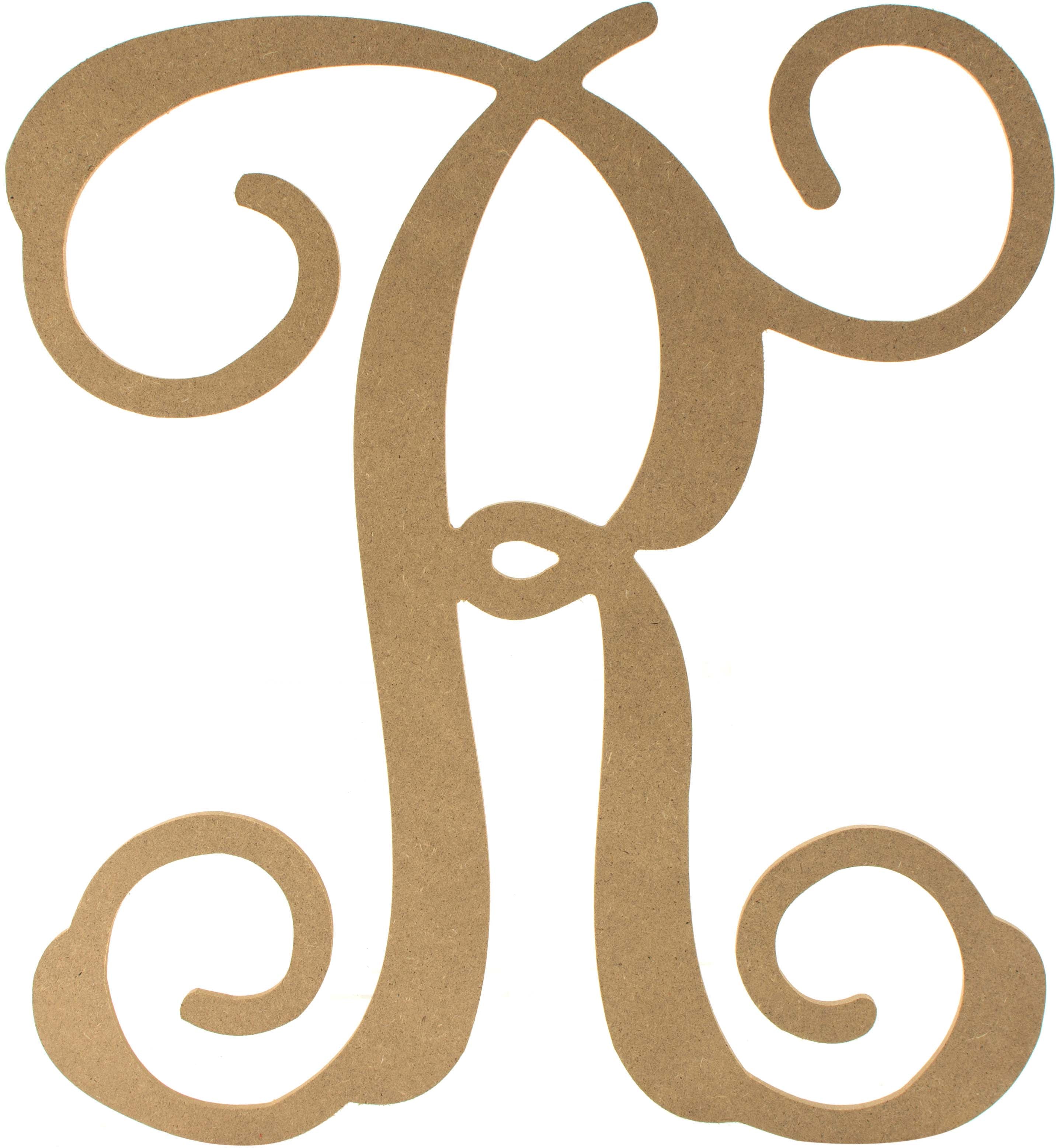 12" Wood Letter Vine Monogram: R