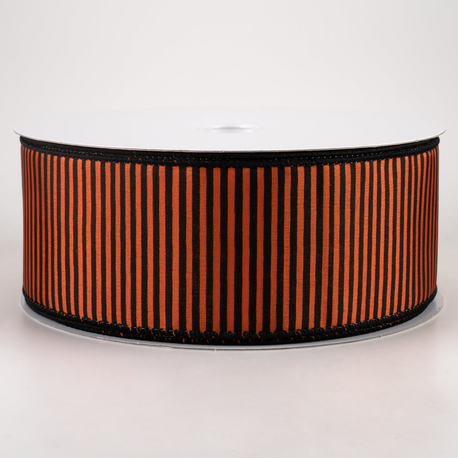 2.5" Satin Horizontal Stripe Ribbon: Black on Orange (50 Yards)