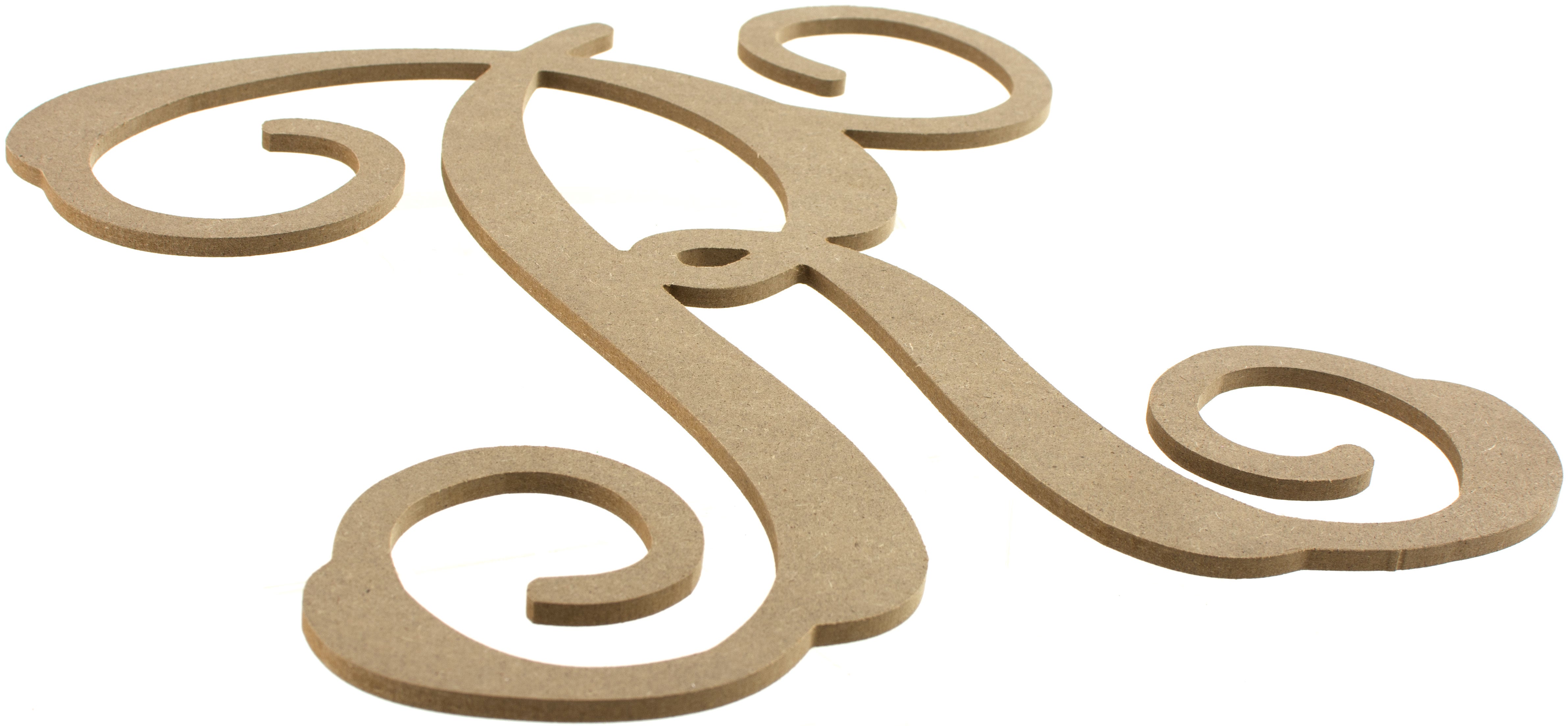 12" Wood Letter Vine Monogram: R