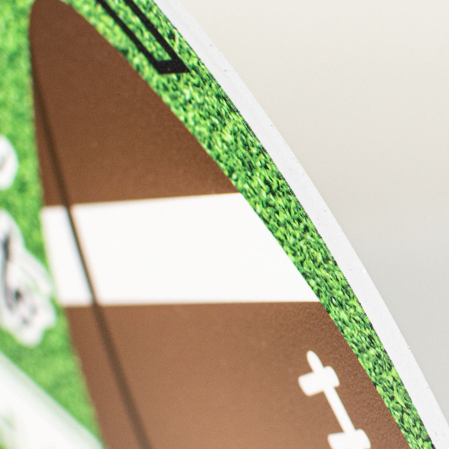 9.4" Round Waterproof Sign: Hit and Kick Football