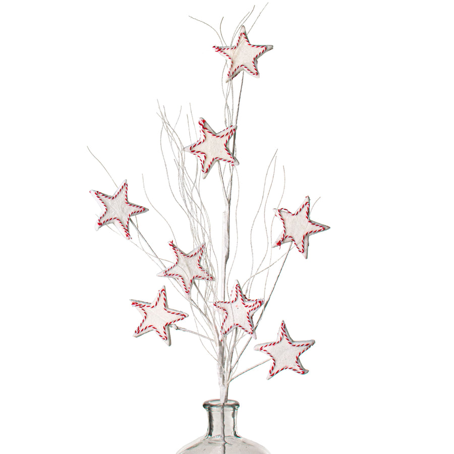 32" Peppermint Striped Star & Grass Spray