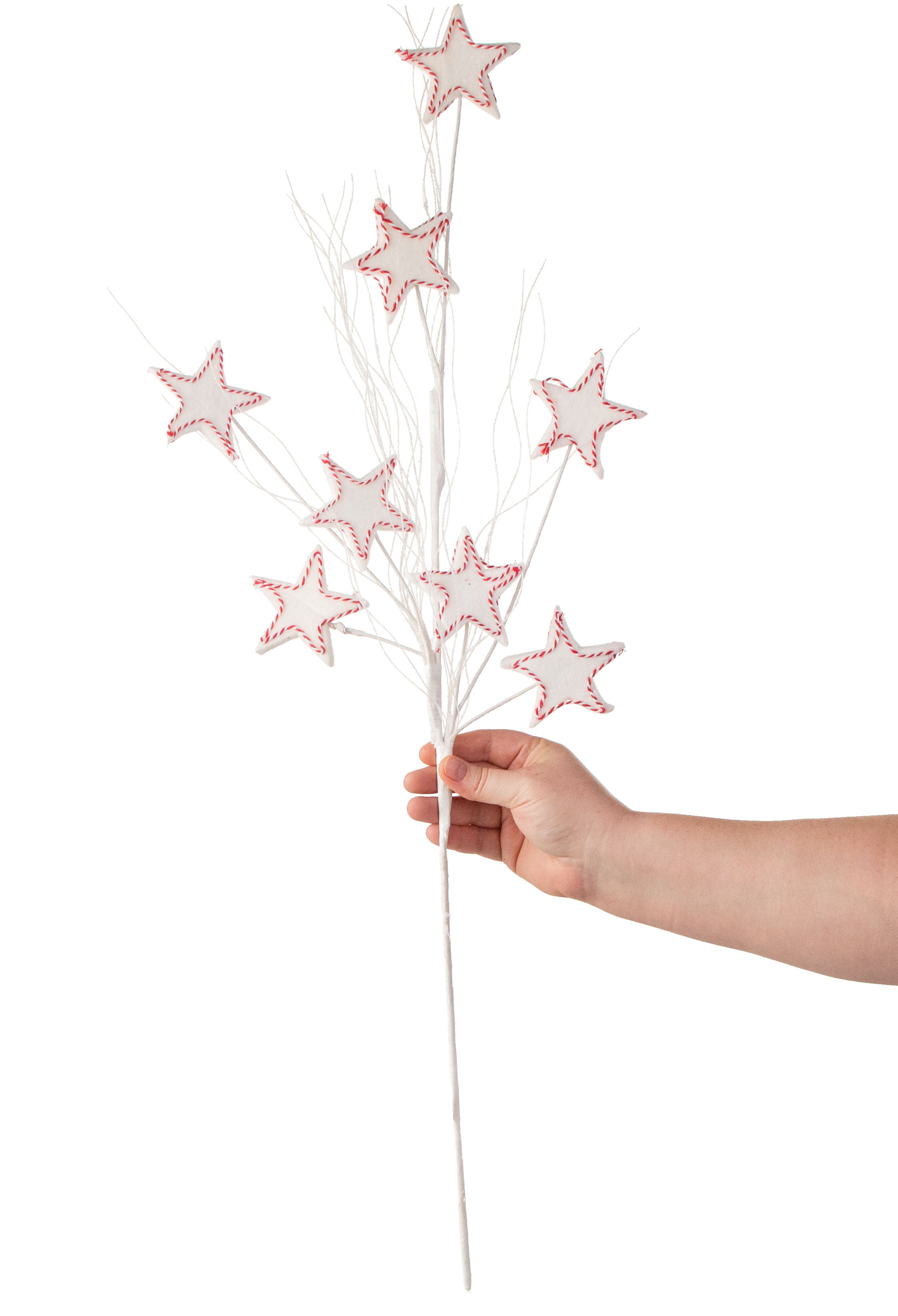 32" Peppermint Striped Star & Grass Spray