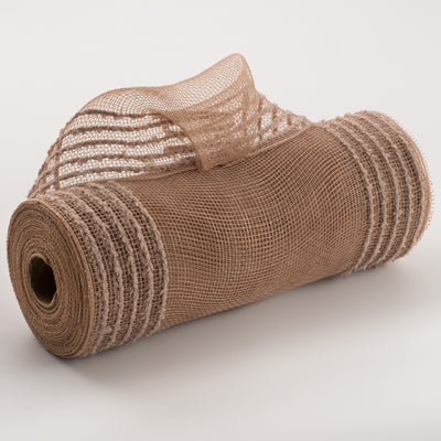 10" Border Stripe Snowdrift Mesh: Natural