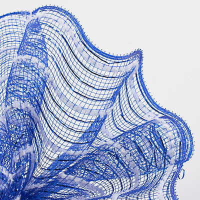 10" Snowdrift Deco Mesh: Royal Blue Foil & White