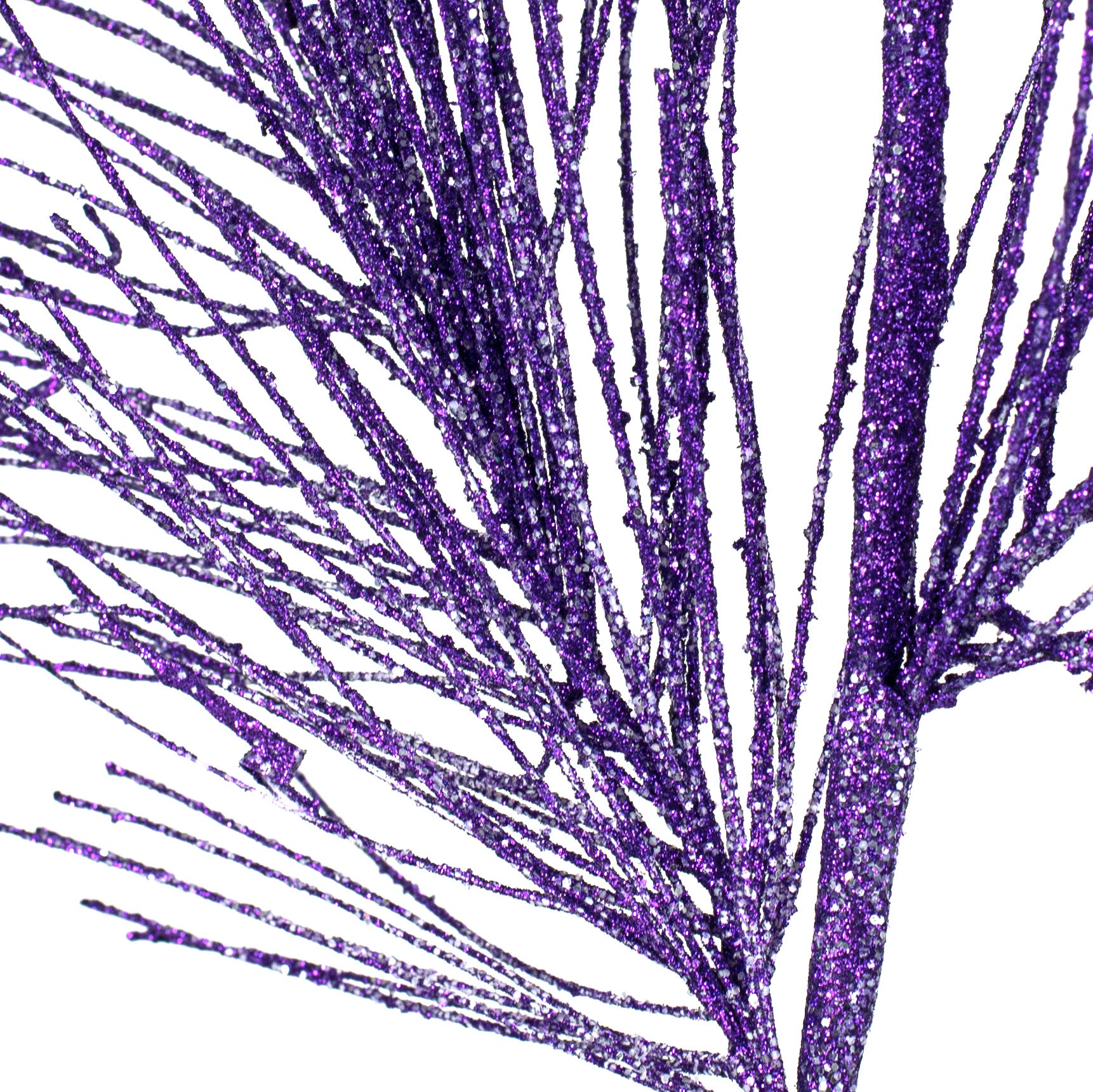 28" Glitter Pine Needle Spray: Purple