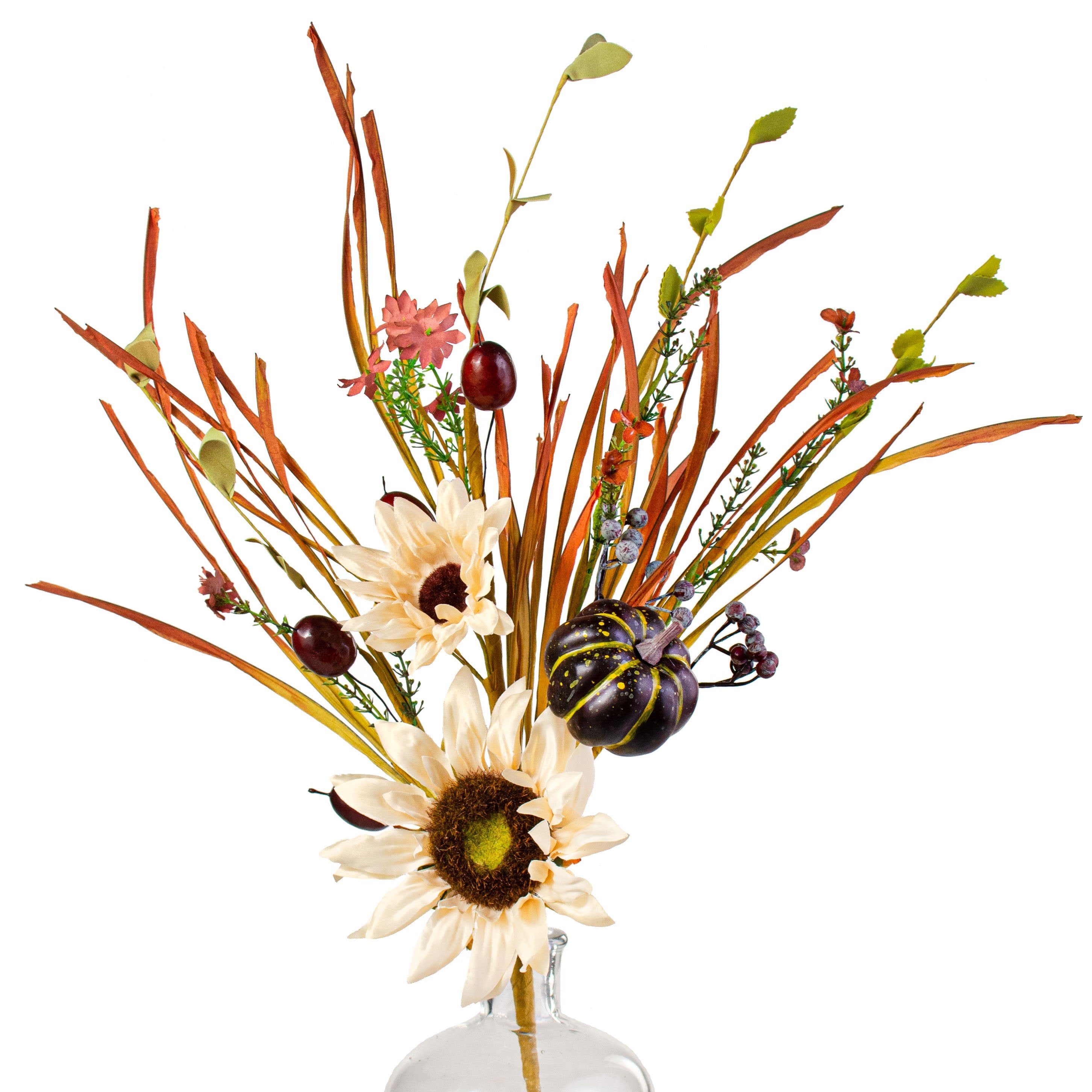 21" Sunflower, Rose Hip, Pumpkin Spray