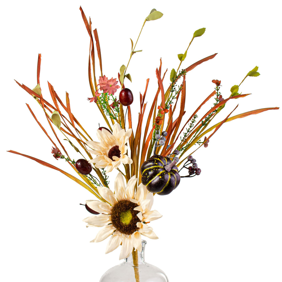 21" Sunflower, Rose Hip, Pumpkin Spray