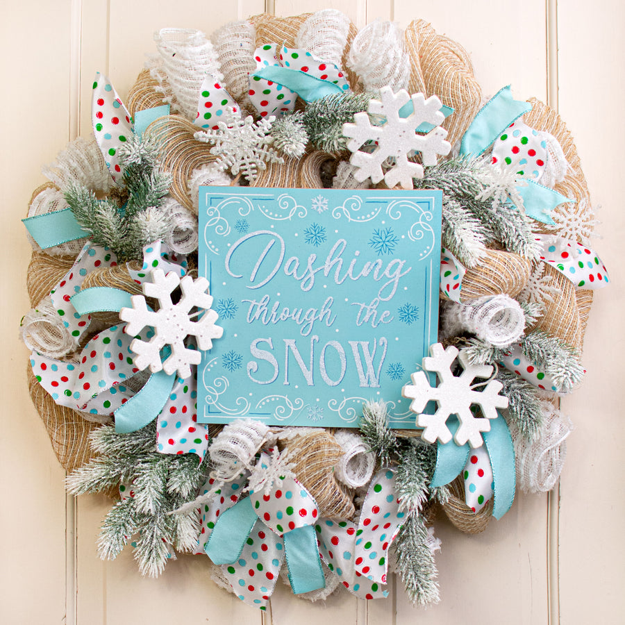 10" Square Wooden Sign: Glitter Dashing Through The Snow