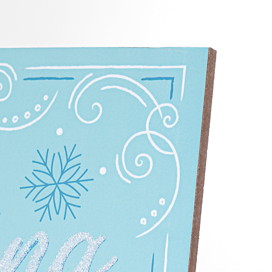 10" Square Wooden Sign: Glitter Dashing Through The Snow