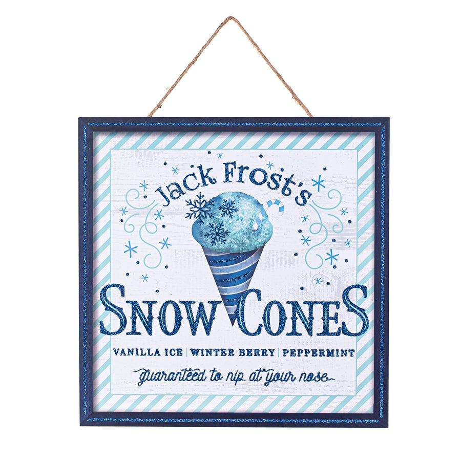 10" Square Wooden Sign: Jack Frost Snow Cones