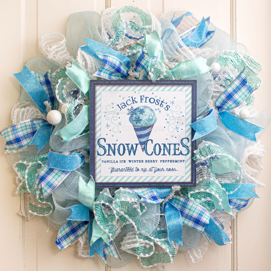 10" Square Wooden Sign: Jack Frost Snow Cones