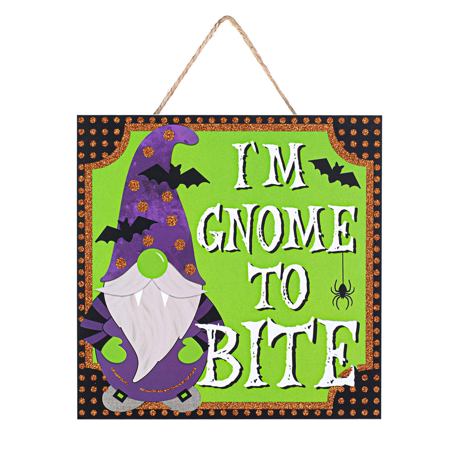 10" Square Wooden Sign: I'm Gnome To Bite
