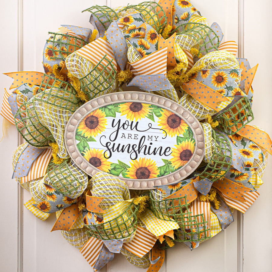13" Oval Wooden Sign: Bead Edge You Are My Sunshine Sunflowers