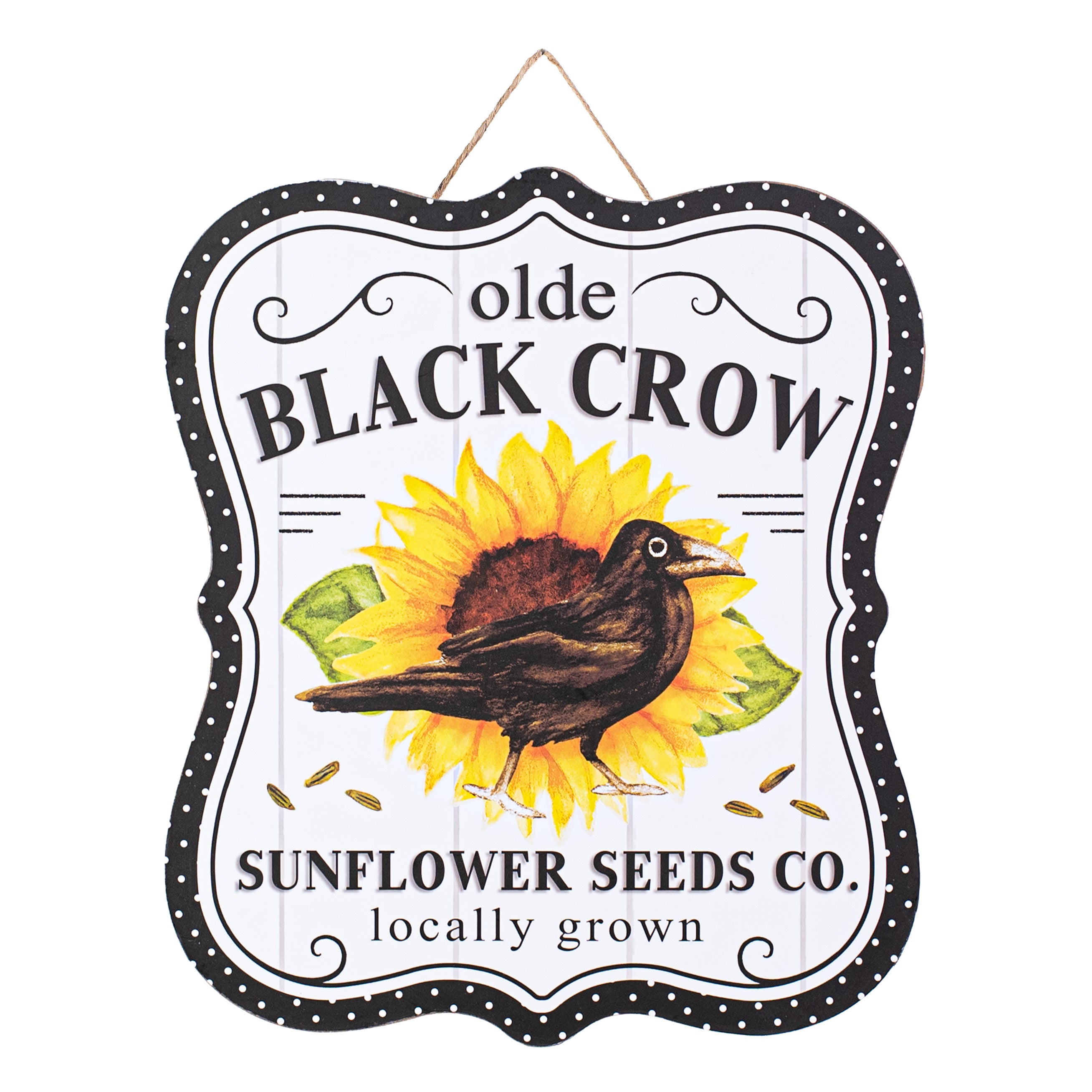 10" Scalloped Wooden Sign: Olde Crow Sunflower Seeds