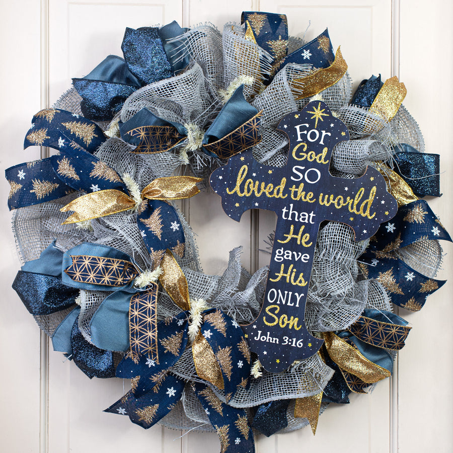 16" Wooden Sign: God So Loved The World Cross