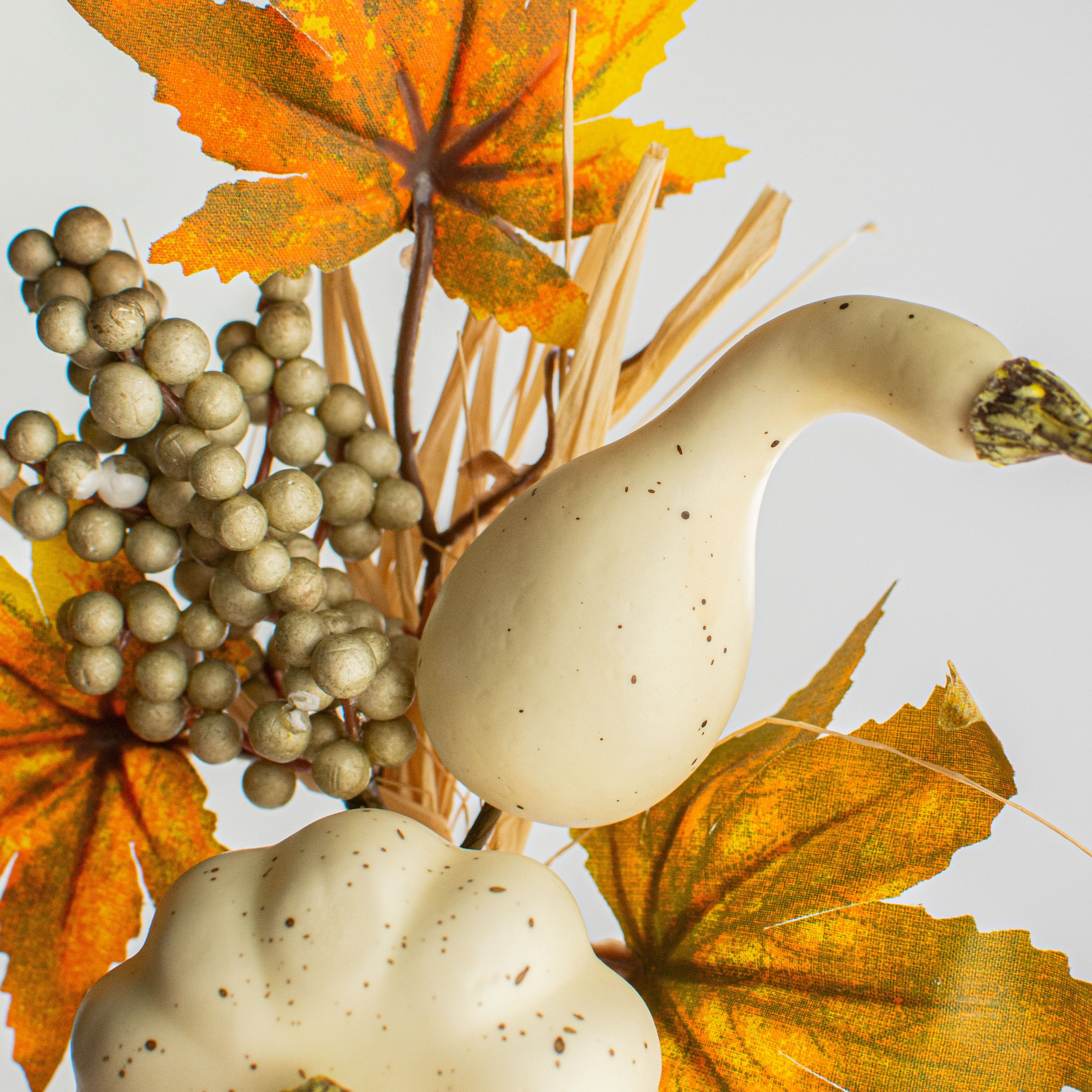 11" Pumpkin & Gourd Pick: Orange, Mustard, Cream