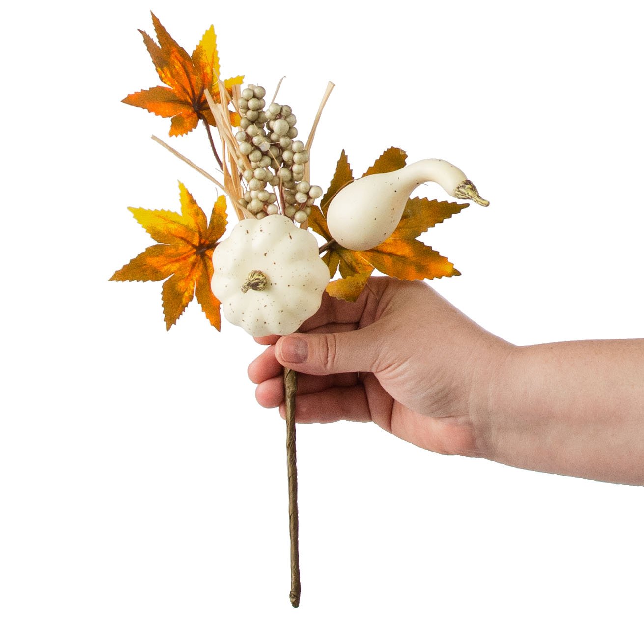11" Pumpkin & Gourd Pick: Orange, Mustard, Cream