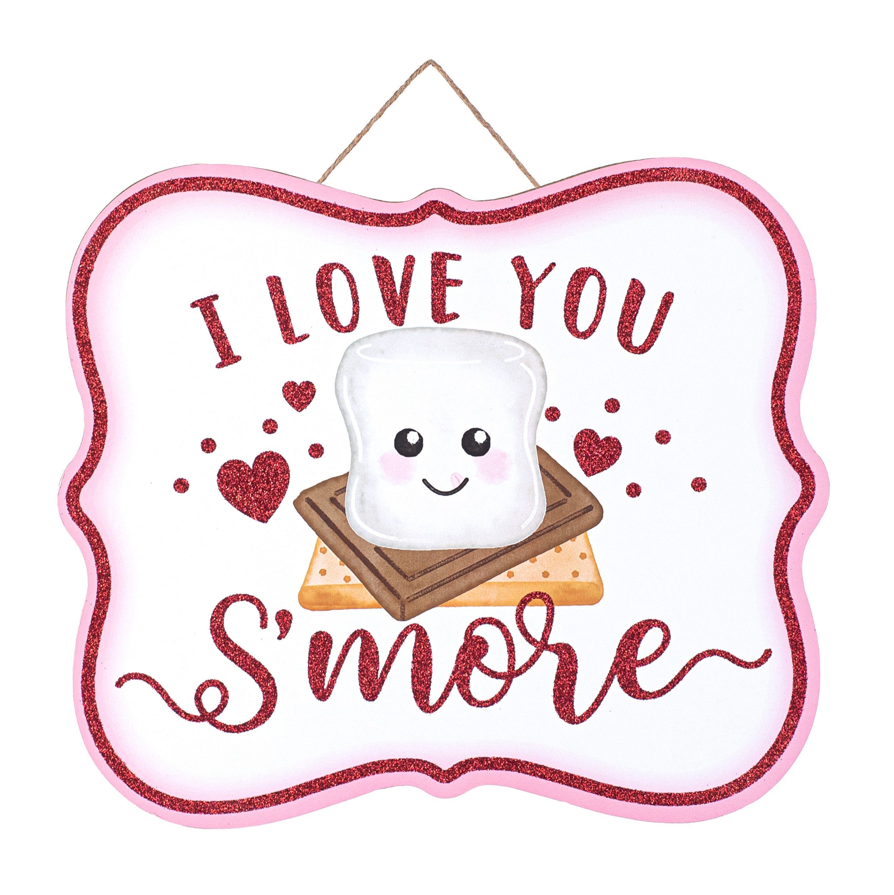 10" Scalloped Wooden Sign: Love You S'more