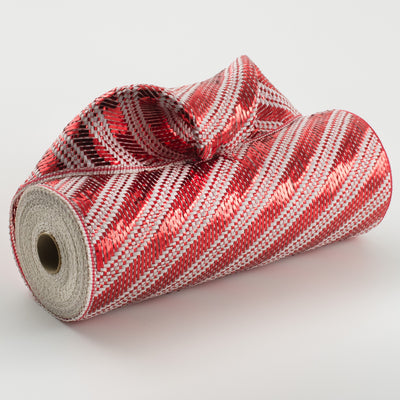10" Candy Cane Woven Mesh: Red & White