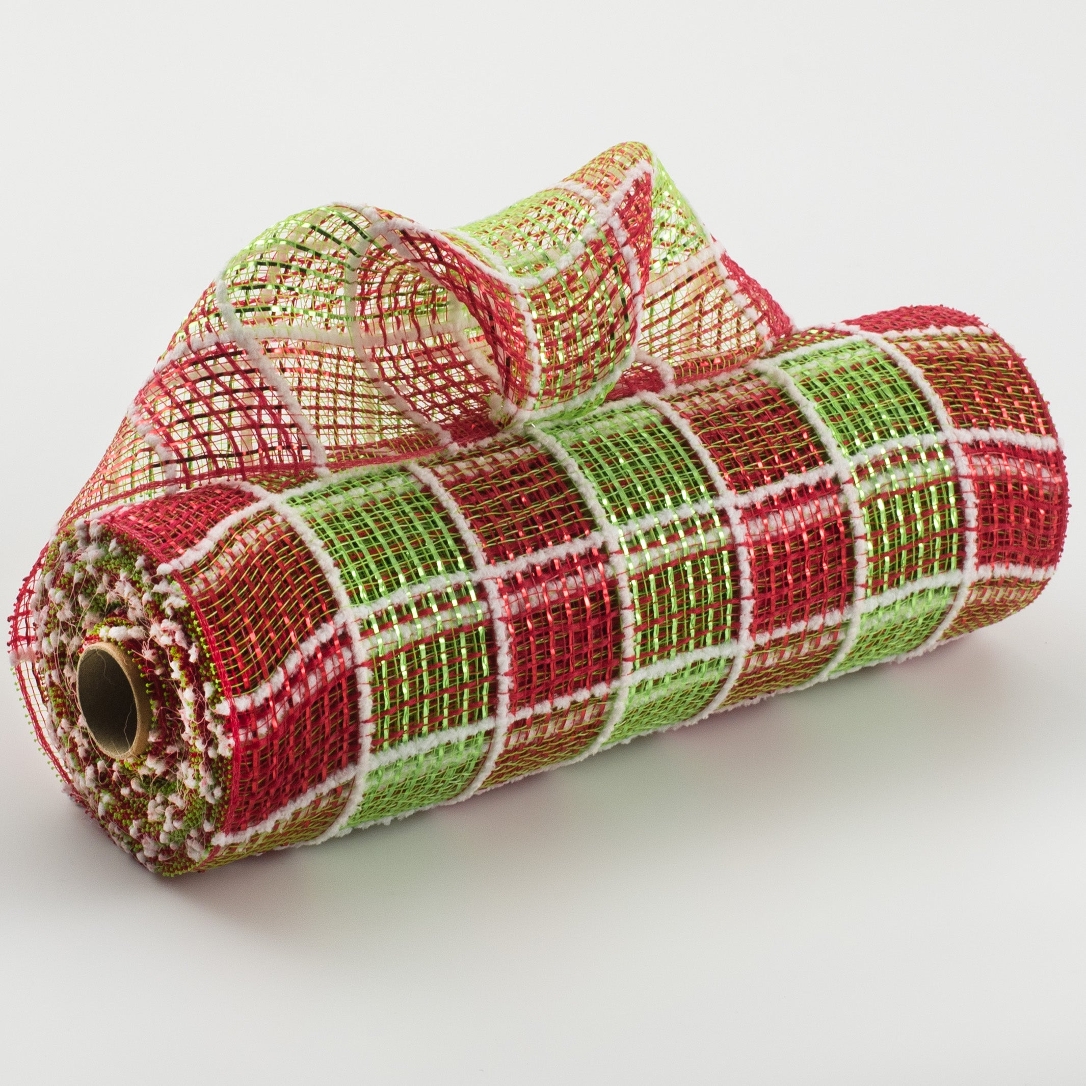 10" Fuzz Snow Check Mesh: Red & Lime