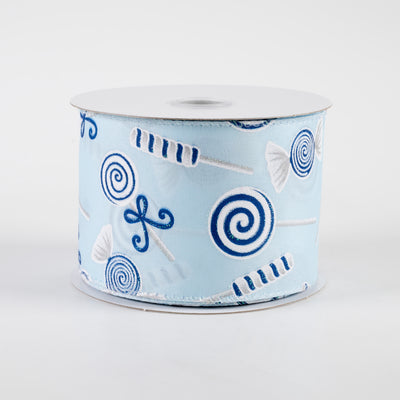 2.5" Various Christmas Candy Satin Ribbon: Light Blue (10 Yards)