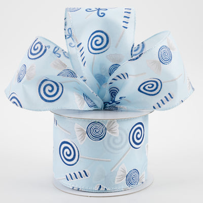 2.5" Various Christmas Candy Satin Ribbon: Light Blue (10 Yards)