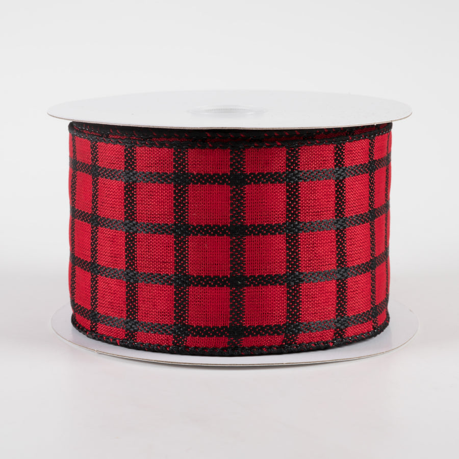 2.5" Woven Trellis Ribbon: Red & Black (10 Yards)