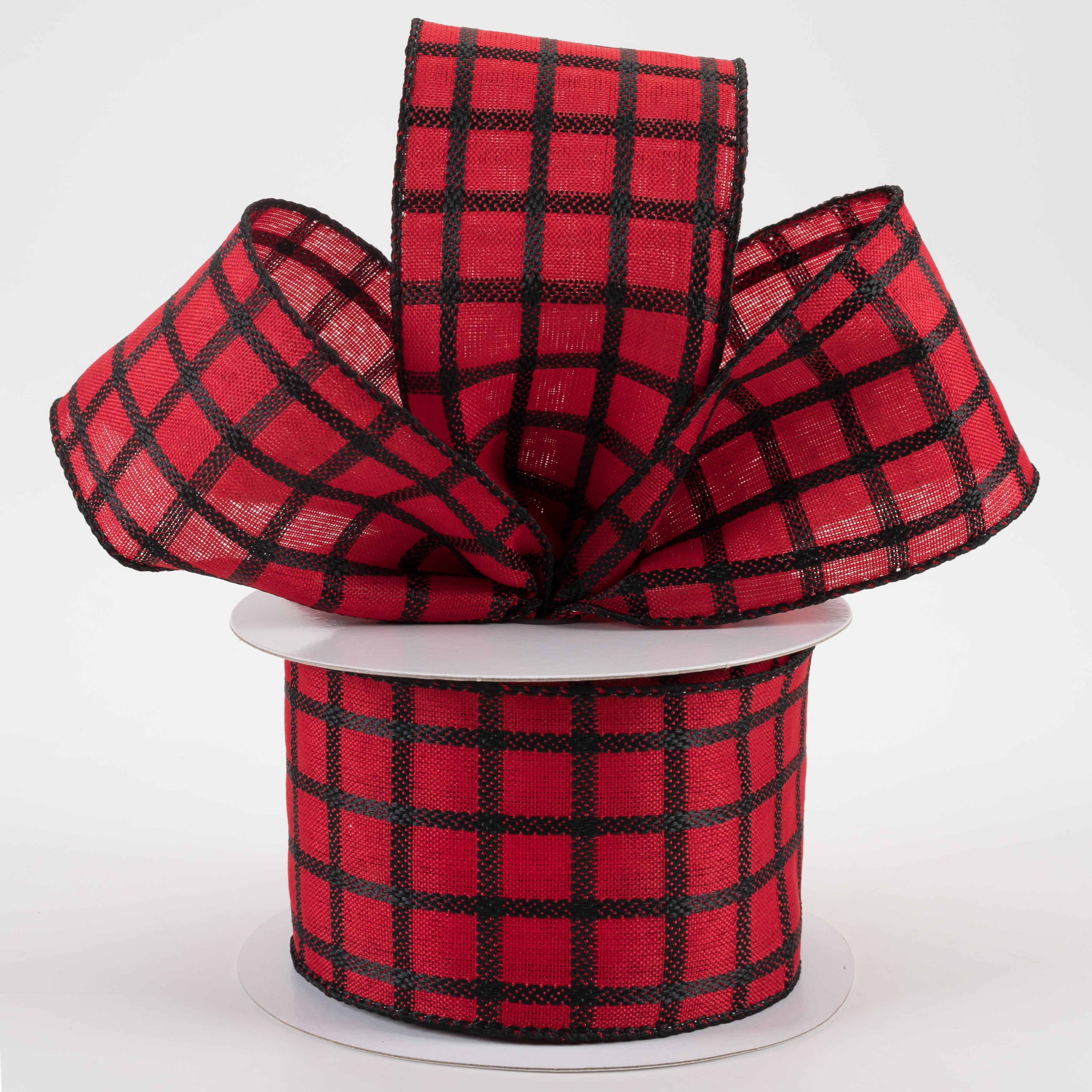 2.5" Woven Trellis Ribbon: Red & Black (10 Yards)