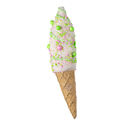 19" Ice Cream Cone Ornament: Pink & Lime