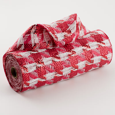10" Houndstooth Woven Mesh: Red & White