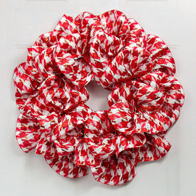 10" Houndstooth Woven Mesh: Red & White