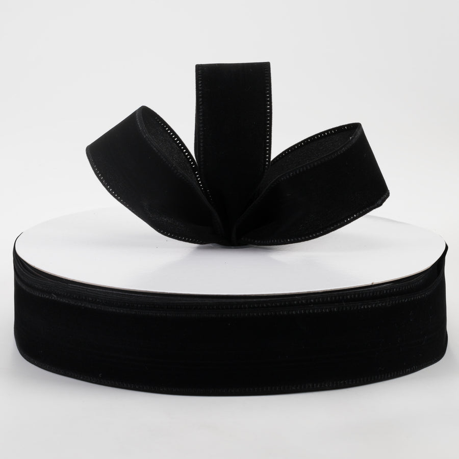 1.5" Velvet Ribbon: Black (50 Yards)