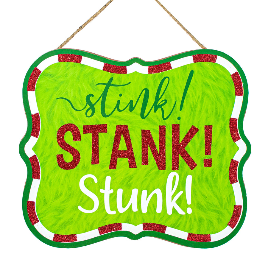 10" Scalloped Wooden Sign: Stink! Stank! Stunk!
