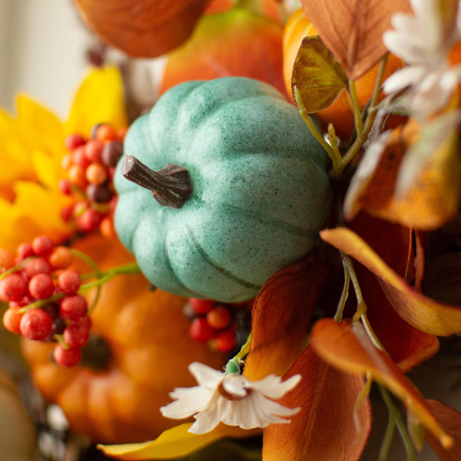 1.75" to 3.75" Assorted Artificial Pumpkins: Teal & Navy Fall (12)