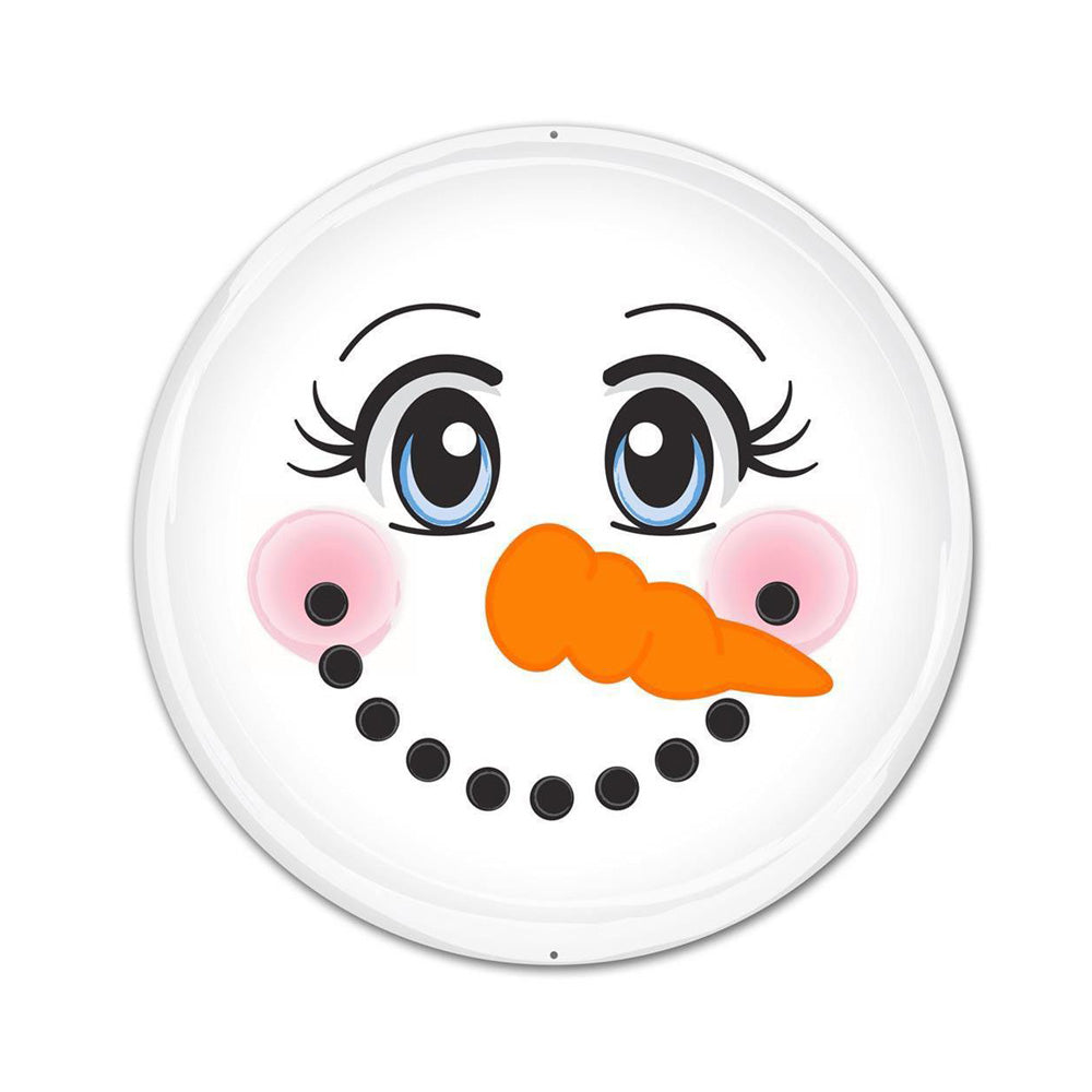 8" Metal Sign: Snowman Face