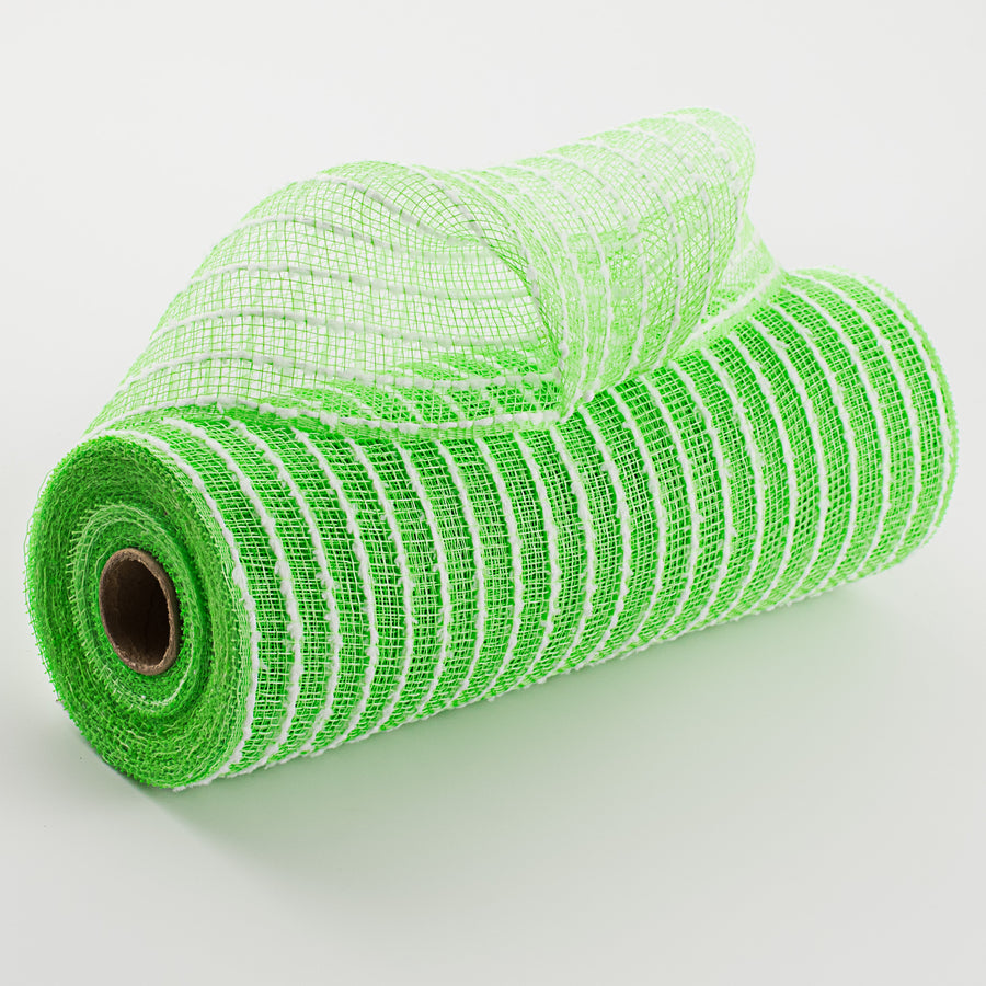 10" Snowdrift Deco Mesh: Lime & White