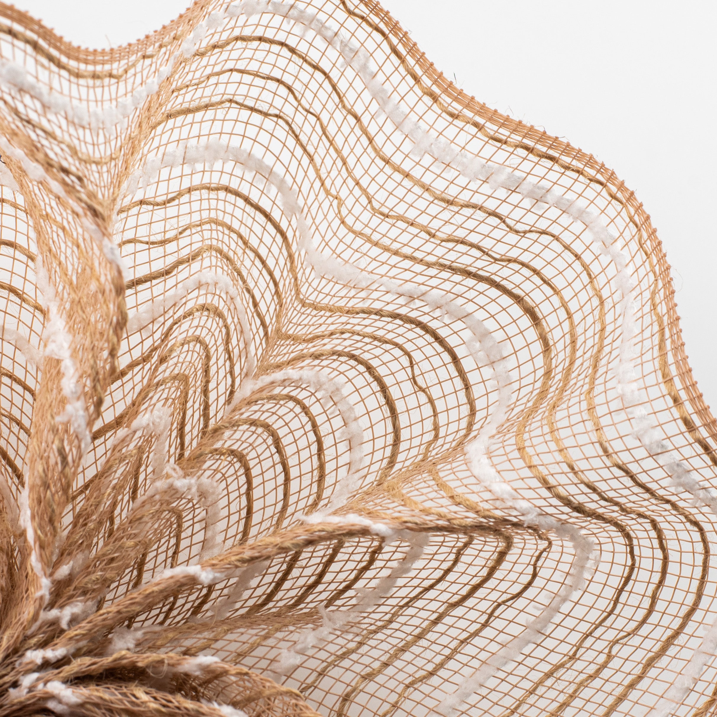 10" Snowdrift Deco Mesh: Natural Jute & White (10 Yards)
