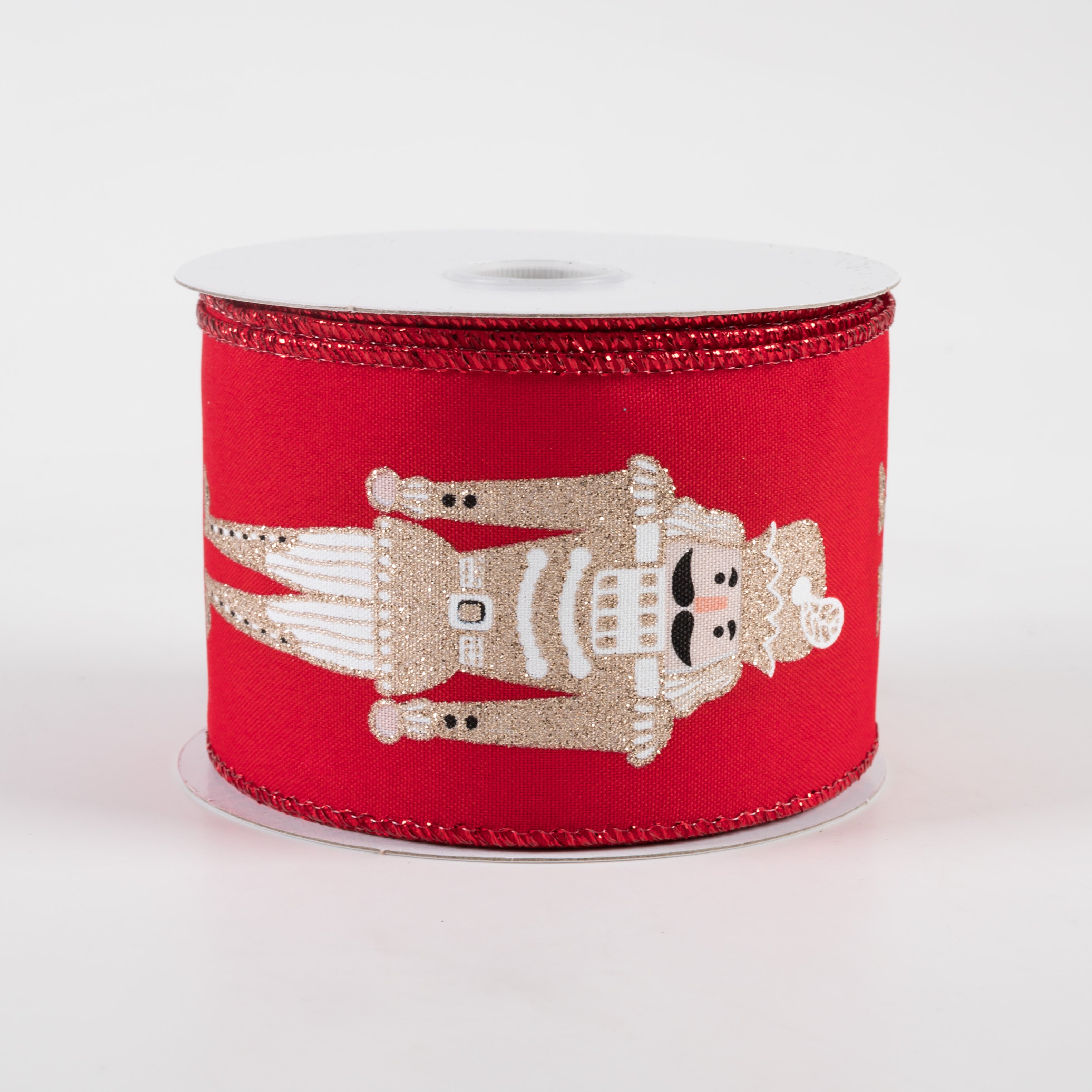 2.5" Nutcracker Satin Ribbon: Red & Champagne (10 Yards)