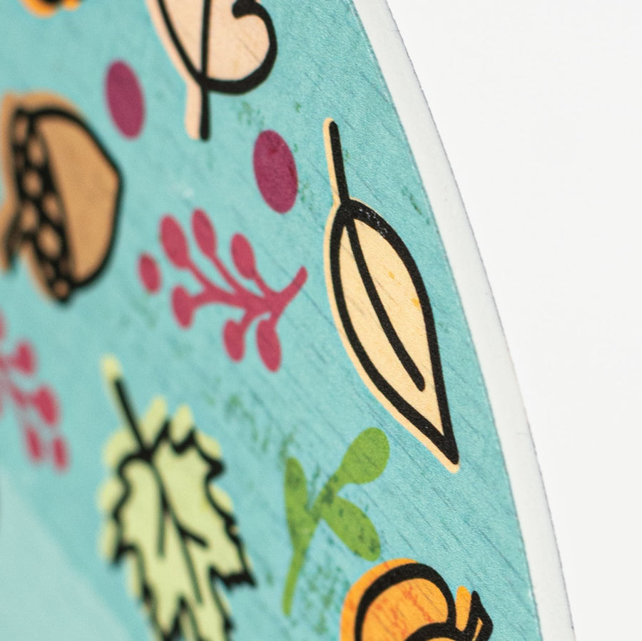 9.4" Round Waterproof Sign: Teal Hello Fall