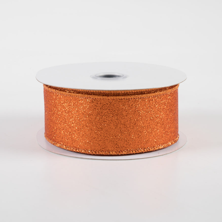 1.5" Shimmer Glitter Ribbon: Orange (10 Yards)