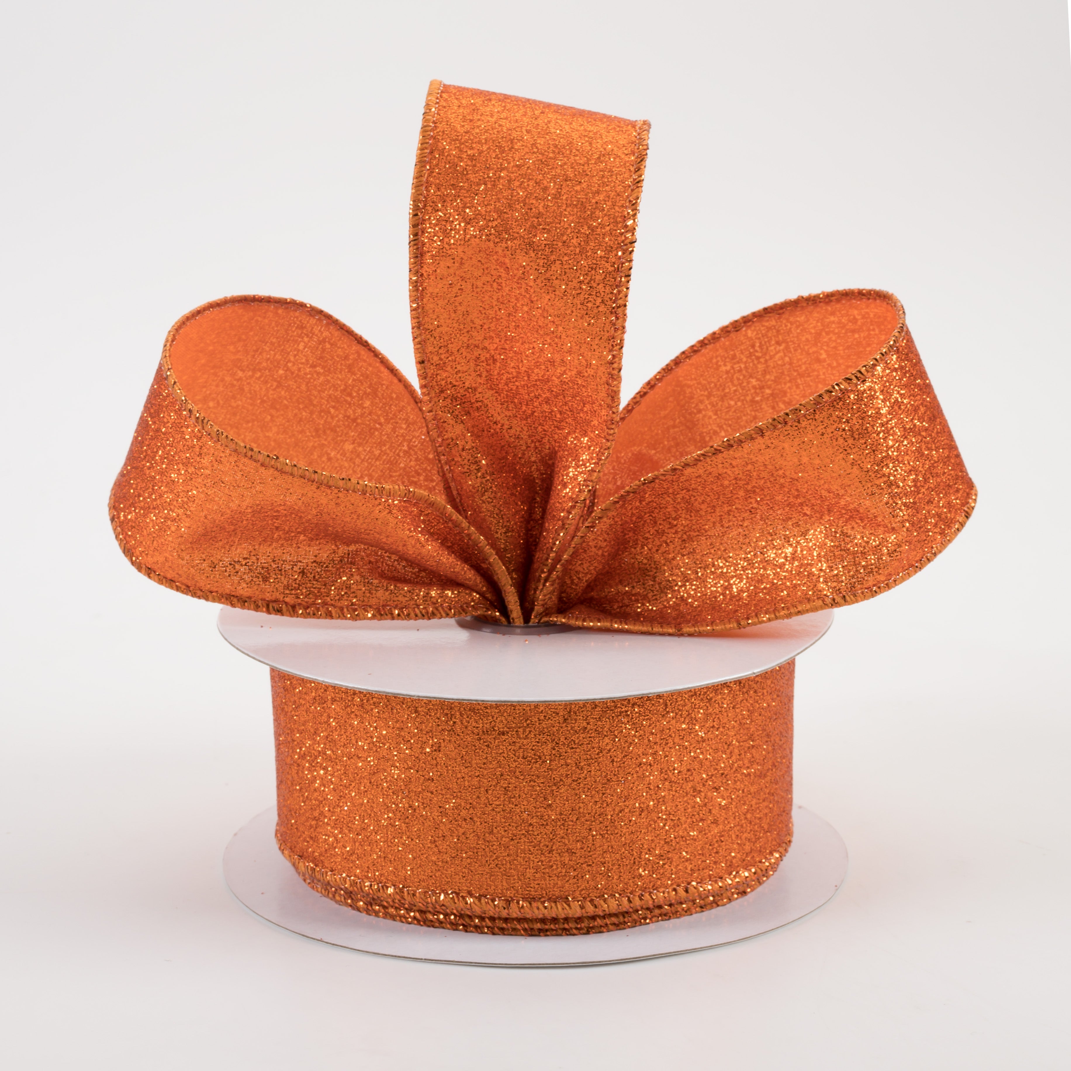1.5" Shimmer Glitter Ribbon: Orange (10 Yards)
