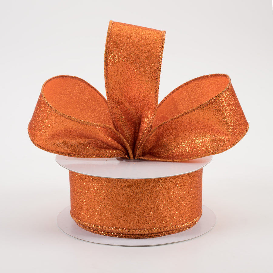 1.5" Shimmer Glitter Ribbon: Orange (10 Yards)