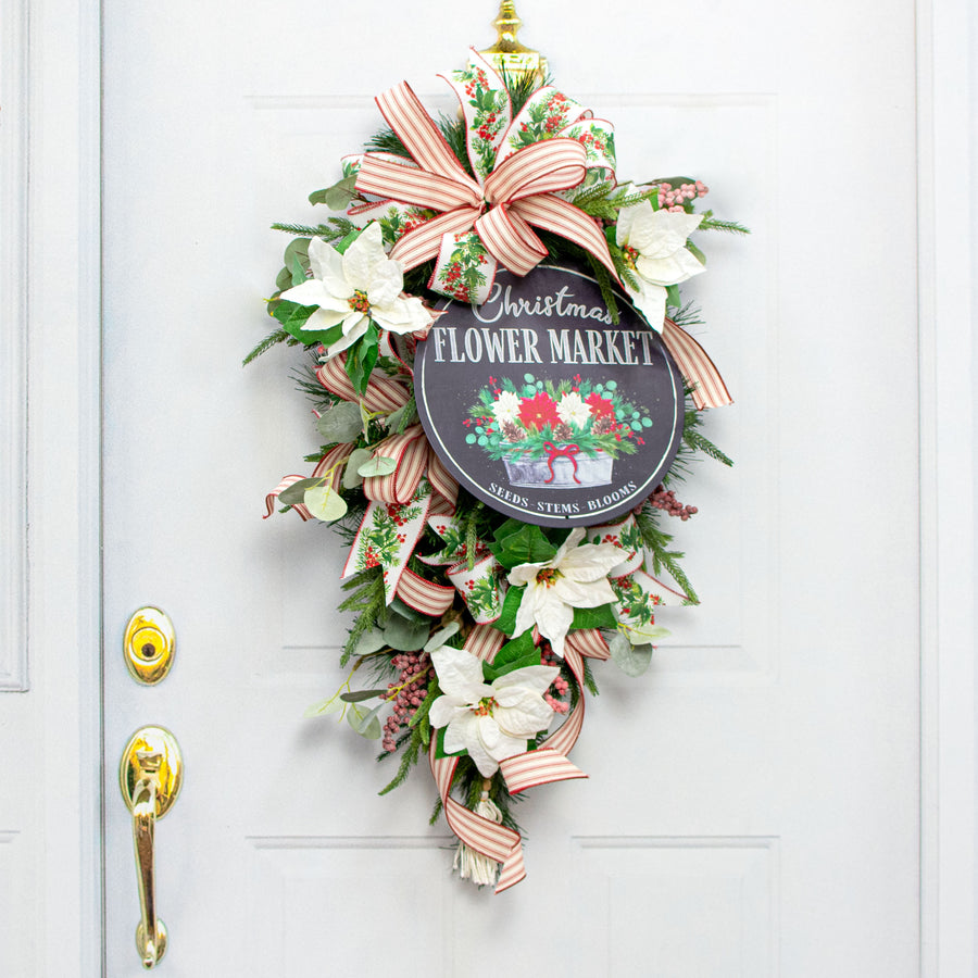 12" Metal Sign: Christmas Flower Market