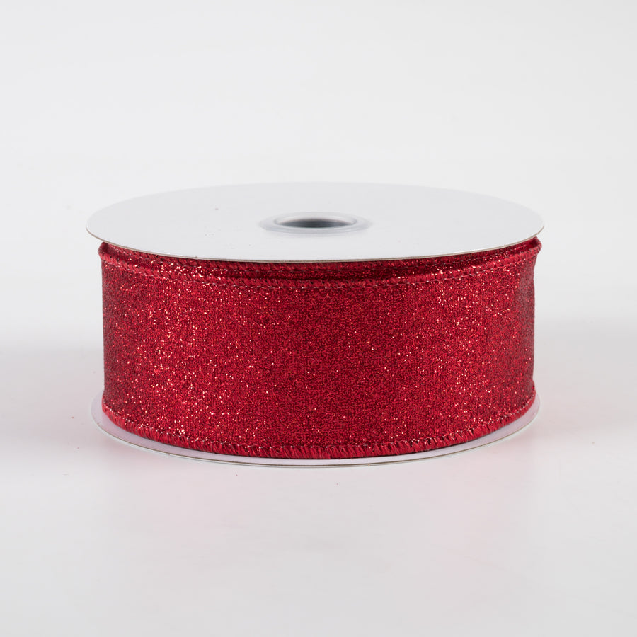 1.5" Shimmer Glitter Ribbon: Red (10 Yards)