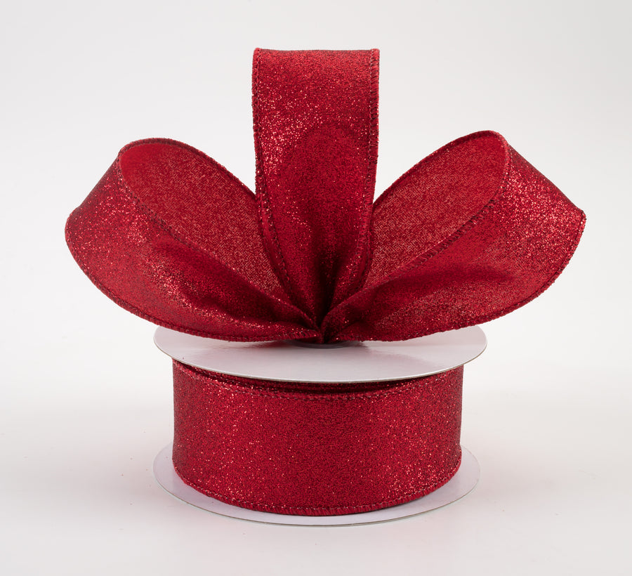 1.5" Shimmer Glitter Ribbon: Red (10 Yards)