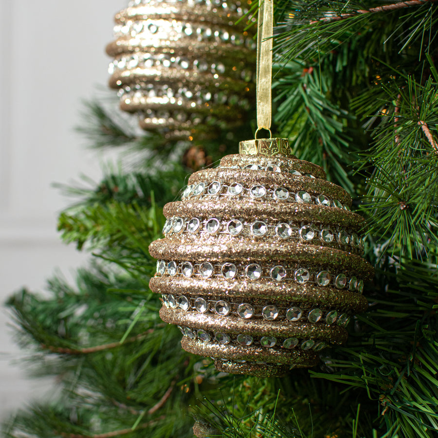 4" Jewel Ball Ornament: Champagne (Box of 4)