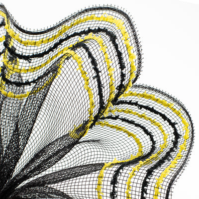 10" Border Stripe Snowdrift Mesh: Black, Black, Yellow