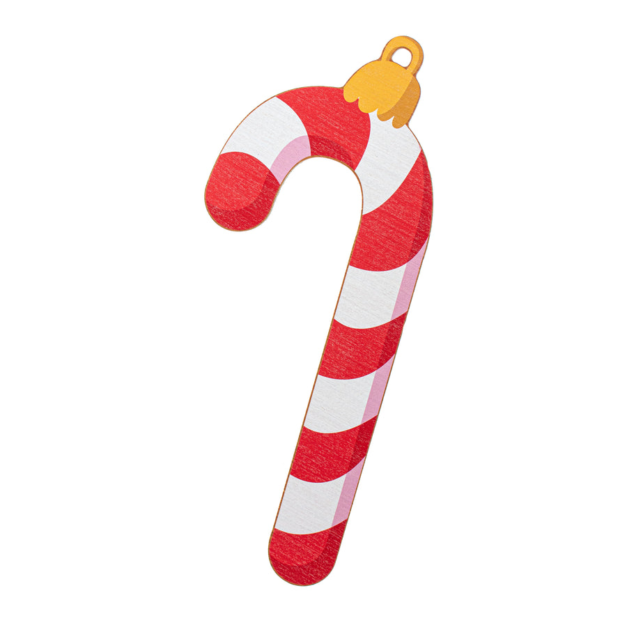 14" Printed Plywood Decor: Candy Cane Ornament